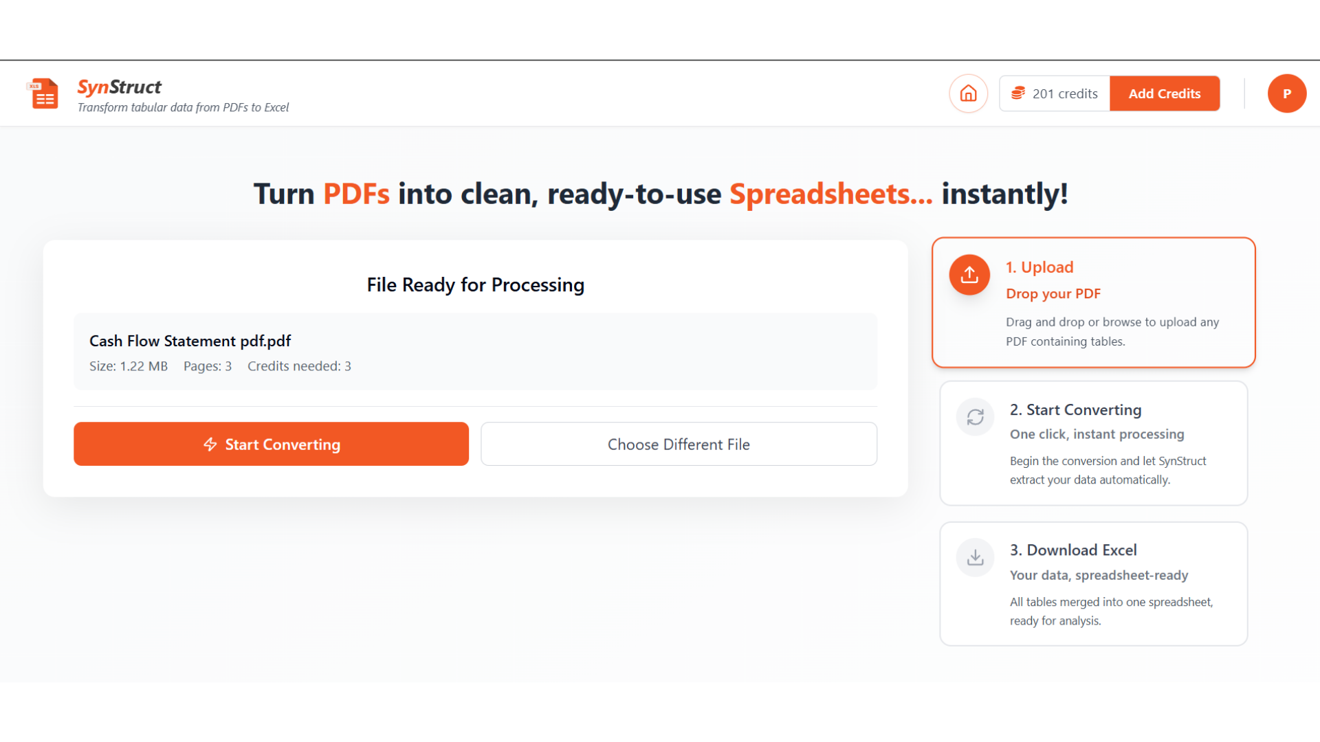 PDF Conversion to Excel