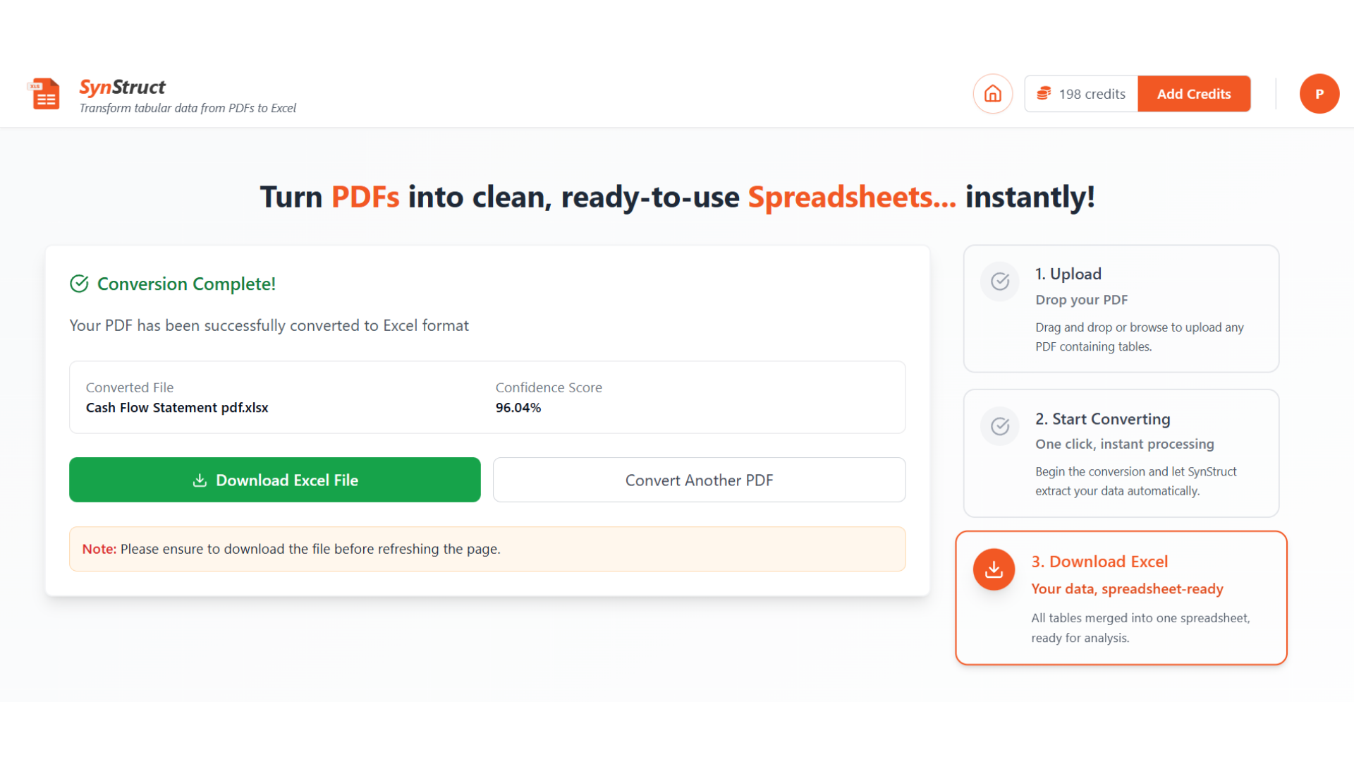 PDF Download Dashboard